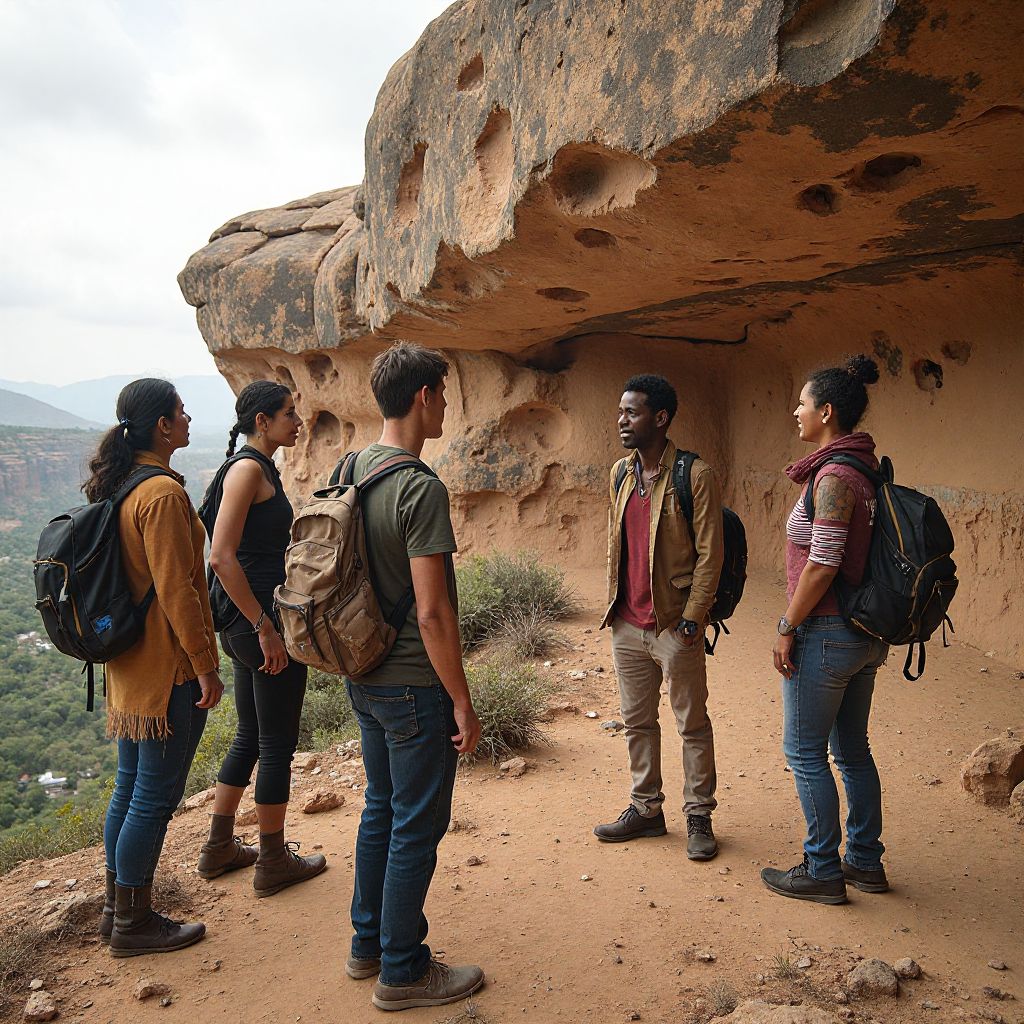 Team meeting with local guides