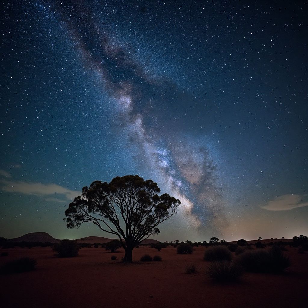 Outback under starry sky